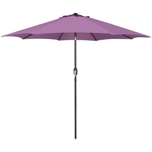 Blissun 9' Outdoor Patio Umbrella, Outdoor Table Umbrella, Yard Umbrella, Market Umbrella with 8 Sturdy Ribs, Push Button Tilt and Crank - color: Lilac