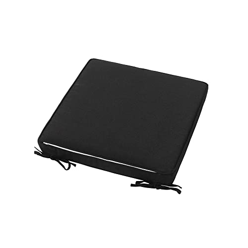 Magpie Fabrics Indoor Outdoor Waterproof Square Chair Cushion, 18" x 18" x 2.5", 2 Pack, Water Resistant Seat Cushions, for Patio Garden Office, Black - color: Black