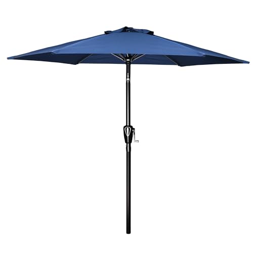 Simple Deluxe 7.5ft Patio Umbrella Outdoor Table Market Yard Umbrella with Push Button Tilt/Crank, 6 Sturdy Ribs for Garden, Deck, Backyard, Pool, Blue - color: Blue-New, size: 7.5ft