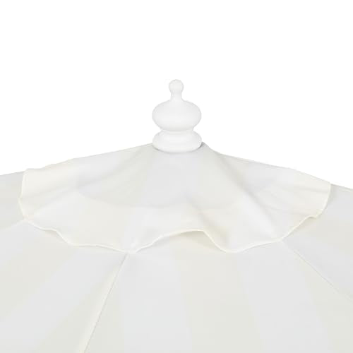 JONATHAN Y Half Umbrella UMB1201K Beverly 9 ft. Designer Classic Scalloped Fringe Market Patio with Crank, Tilt Button and UV Protection in Cream/White, White Pole - color: Cream/White - White Pole