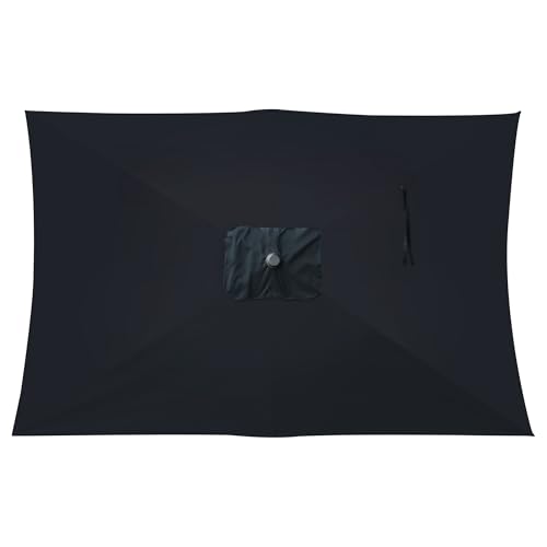 Blissun Rectangular Patio Umbrella, Table Market Umbrella with Tilt and Crank, Outdoor Umbrella for Garden, Deck, Backyard, Pool and Beach - color: Black, size: 6.5 x 10 FT