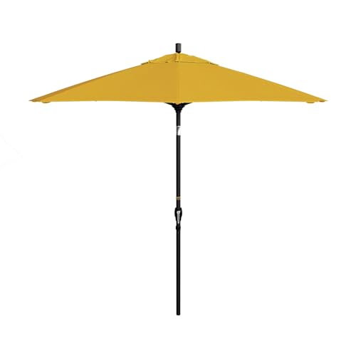California Umbrella 9' Round Aluminum Market Umbrella, Crank Lift, Push Button Tilt, Black Pole, Lemon Olefin - color: Lemon