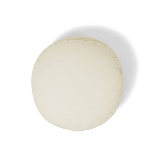 Organic Round Meditation Cushion by renoo - Durable Comfortable Cotton, Linen, Hemp - Modern Zafu - Buckwheat Floor Pillow Yoga Bolster in 15 Colors Removable Cover - 15 inches - Vanilla - color: Vanilla