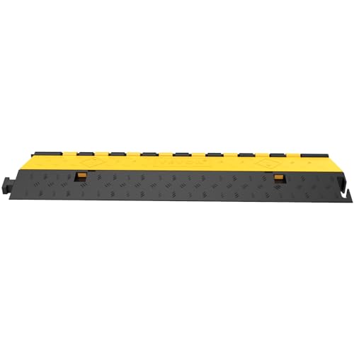 VEVOR 5 Pack Rubber Cable Protector Ramp 2 Channel Heavy Duty 66,000 lbs Load Capacity Cable Wire Cord Cover Ramp Speed Bump Driveway Hose Cable Ramp Protective Cover (2-Channel, 5 Pack-66,000 lbs) - style: 5 Pcs