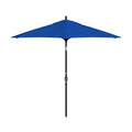 California Umbrella 9' Round Aluminum Market Umbrella, Crank Lift, Push Button Tilt, Black Pole, Royal Blue Olefin - color: Royal Blue