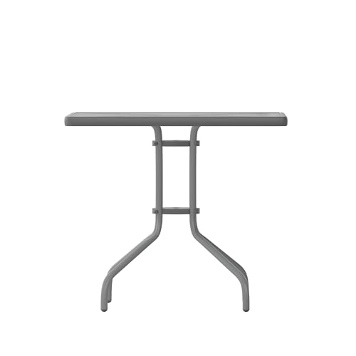 Flash Furniture Barker 31.5'' Square Tempered Glass Metal Table, Silver - color: Clear Top/Silver Frame, size: 31.5" Square