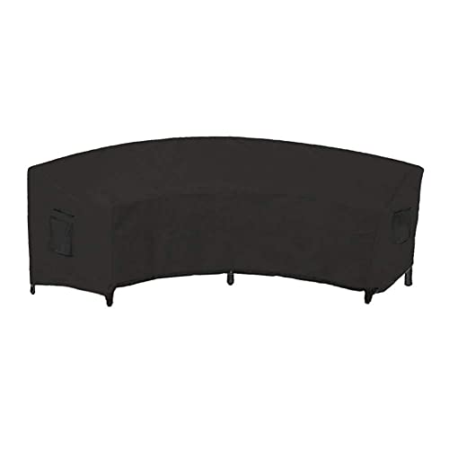 Curved Sofa Cover Outdoor Couch Sectional Protector Waterproof Half Moon Sofa Set Cover with Windproof Elastic Cord for Garden Lawn Indoor Black (89.7x45.6x33.8in/228x116x86cm) - size: 89.7x45.6x33.8in/228x116x86cm