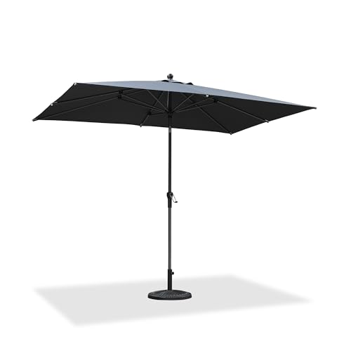 PURPLE LEAF 10' x 6.5' Rectangular Patio Umbrella Outdoor Table Umbrella Aluminum Frame Market Umbrella Sun Umbrella with 8 Sturdy Ribs & Tilt for Garden Deck Lawn & Pool Gray - color: Gray, size: 6.5' x 10'