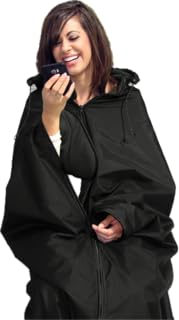 Ultimate SportsWrap - PATENTED - The Only WEARABLE Weatherproof/Stadium/Picnic/Sports Blanket, complete with Upper and Lower Zippers, Lined & Adjustable Hood and Inside Hand Warmers, 70" X 58"