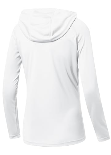 Willit Women's UPF 50+ Sun Protection Hoodie SPF Shirt Long Sleeve Hiking Fishing Outdoor Shirt Lightweight Hoodie - color: White, size: Medium