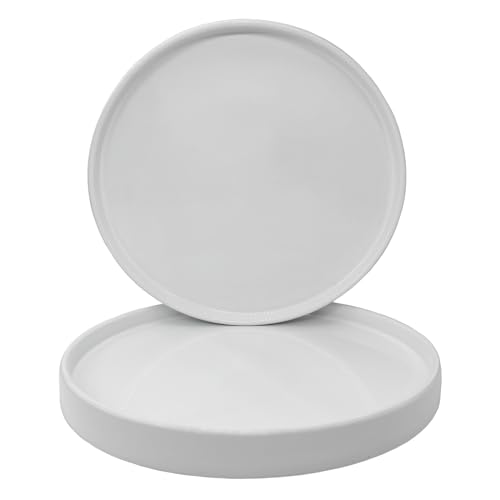 2 Pack Ceramic Plant Saucer Pot Tray 6 Inch, Planter Saucers 4 5 6 7 8 9 10 11 12 13 Inch for Indoors Outdoor, Durable Sturdy Flower Drainage drip Water Tray for Glazed Pots Base (6.4 Inch-White) - color: White, size: 6.4in 2pack