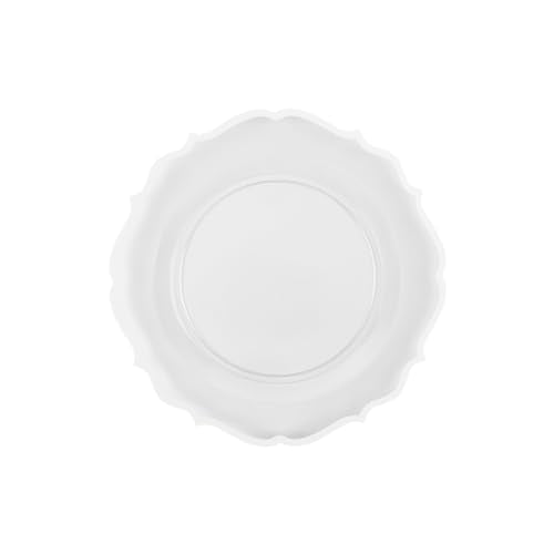 PLASTICPRO 32 Pack Elegant Disposable Plastic Plates Combo Set Includes 16 Dinner Plates and 16 Salad Plates Heavy Duty Fancy Party Plates Clear & White Contemporary Design - color: Clear & White Contemporary