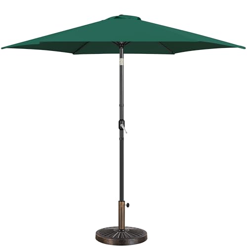 Yaheetech 10FT Patio Umbrella Outdoor with Heavy Duty Base Included,Table Umbrella with Push Button Tilt and Crank, UV Protection Waterproof for Yard/Outdoor/Wedding Parties and Events - Dark Green - color: Dark Green, size: 10FT