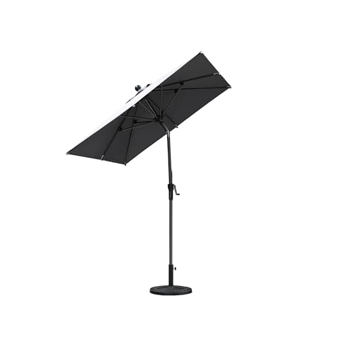 PURPLE LEAF 6' x 6' Square Patio Umbrella Outdoor Table Umbrella Aluminum Frame Market Umbrella Sun Umbrella with 8 Sturdy Ribs & Tilt for Garden Deck Lawn & Pool Light Gray - color: Light Gray, size: 6' x 6'