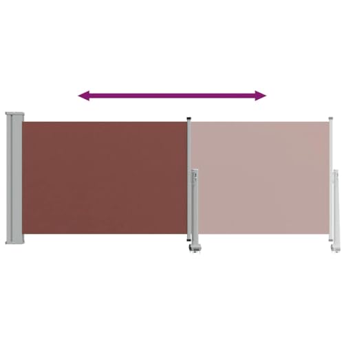 vidaXL Retractable Patio Side Canopy 100x300cm Brown - color: Brown, size: 100 x 300 cm