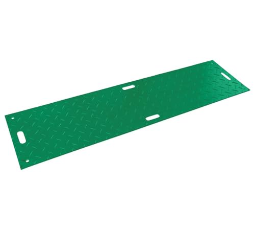 Mytee Products 5 Pk 2' x 8' Green Ground Protection Mats with Double Sided Diamond Plated Tread Design - High Density Polyethylene Mat, Easily Supports 50 Ton Loads on Lawns, Dirt, and Any Other Areas - color: Green, size: 2 x 8 Feet, style: 5 - Pack