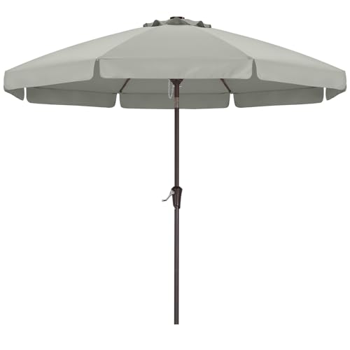 ABCCANOPY 10ft Scalloped Patio Umbrella, Outdoor Table Umbrella with Tilt and Crank, Fiberglass Ribs Deck Umbrella for Patio, Pool, Garden, Picnic (Light Gray) - color: Light Gray, size: 10FT