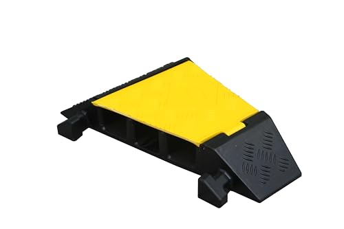 Kable Kontrol Atlas Heavy Duty Cable Protector - 22.5° Degree Left Turn - 3 Channel - CP9986 Compatible - Black & Yellow - Speed Bump and Wire Protector Turn for Indoor & Outdoor Use - size: 3 Channel - Left Turn