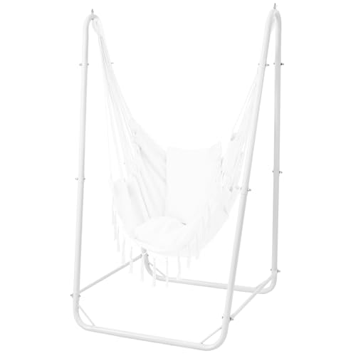 Hammock Stand for Multiple Hammock, Heavy-Duty Steel Hanging Chair Stand for Indoor & Outdoor, Solid Support & Stable Base, 220 lbs Capacity, Easy Assembly, U-Shaped Stand Only - White - color: White, size: Stand Only