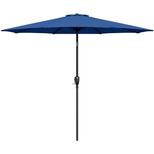 Simple Deluxe 9' Patio Umbrella Outdoor Table Market Yard Umbrella with Push Button Tilt/Crank - color: Blue, size: 7.5ft