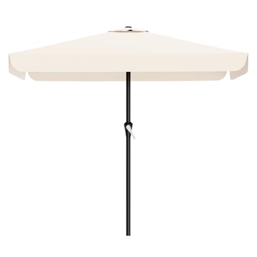 AreShark 8 X 10 FT Large Rectangular Patio Umbrella with Valance, Outdoor Table Market Umbrella w/Crank & 8 Ribs, Rectangle Outdoor Umbrellas for Garden, Deck, Yard and Poolside, Cream White - color: Cream White, size: 8x10 FT
