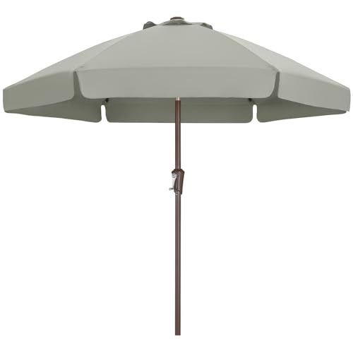 ABCCANOPY 7.5ft Scalloped Patio Umbrella, Outdoor Table Umbrella with Tilt and Crank, Fiberglass Ribs Deck Umbrella for Patio, Pool, Garden, Picnic (Light Gray) - color: Light Gray, size: 7.5FT