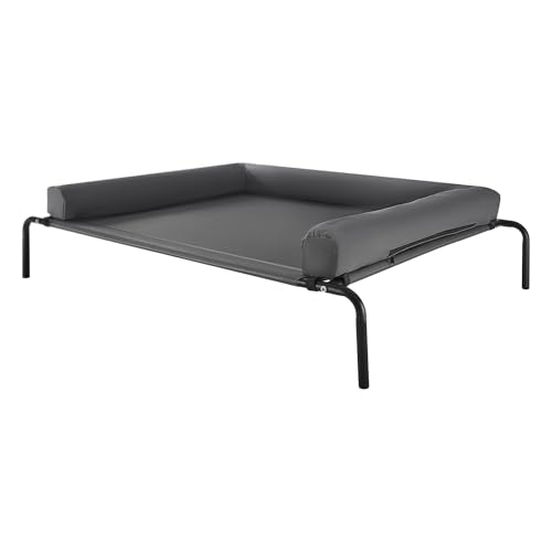 VEVOR Elevated Dog Bed for Large Dogs, Portable Raised Dog Cot with Washable Pillow, Indoor & Outdoor Pet Cooling Raised Hammock Bed with Steel Metal Frame and Breathable Teslin Mesh, XL, Gray - size: XL