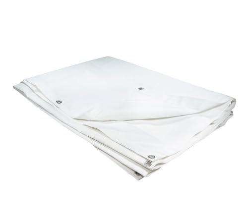 Mytee Products 6' x 8' White Canvas Tarp 12oz - Water Resistant & Breathable - Heavy Duty Tarps - Multipurpose Tarpaulin Cover for Camping Tent - color: White (1 Pc), size: 6' x 8'