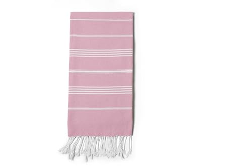 Turkish Beach Towel 100% Organic Cotton Extra Large Oversized (39 x 71 Inches) Quick Dry Sand Free Light Weight Prewashed for Bath Beach Gym Yoga Travel Towel Blanket (Pink Lemonade) - color: Pink Lemonade