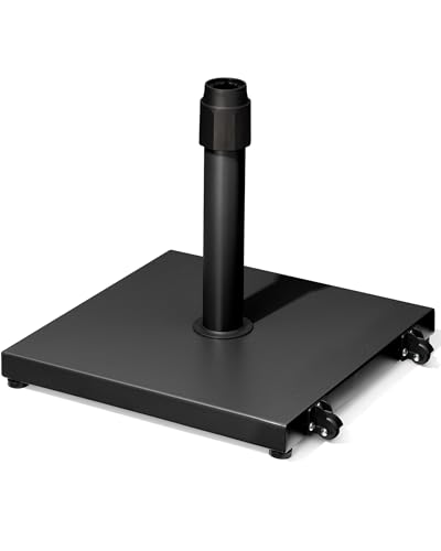 45lbs Patio Umbrella Base with Wheels - Heavy Duty Outdoor Patio Market Umbrella Stand for Deck with Rollers, Poolside, Balcony, Wind-Resistant Design, Black - color: Black