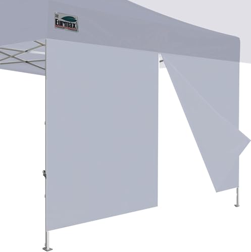 Eurmax USA 10FT Instant Canopy SunWall with Middle Zipper Wall for Pop Up Canopy Tent，1 Pack Sidewall for Outdoor Shade (Gray) - color: Gray, size: 10x5.7ft