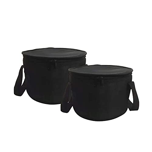 Set of 2 Polyester Fabric Round Thermal Casserole Carrier,Reusable Insulated Lunch Cooler Bag,Pie Carrier for Potluck,Picnics,Collapsible Cooler for Hot/Cold Food,11X7 inch - color: Black Color