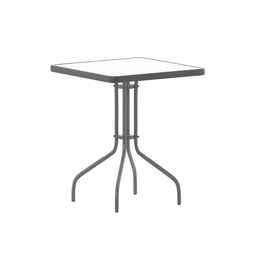 Flash Furniture Barker 23.5'' Square Tempered Glass Metal Table, Silver - color: Clear Top/Silver Frame, size: 23.5" Square