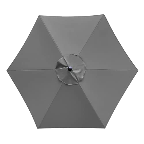 Sunnyglade 7.5ft Patio Umbrella Replacement Canopy Market Umbrella Top Outdoor Umbrella Canopy with 6 Ribs - color: Dark Gray