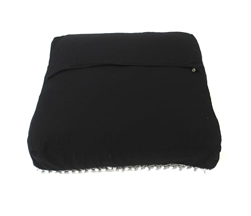 CRAFT KALA Meditation Floor Pillow Cover, Round Large Pillows Cover Seating for Adults, Bohemian Mandala Circle Cushions Cover for Outdoor Fireplace Yoga Living Room (Black, 18" Square) - color: Black, size: 18" x 18" (Pack of 1)