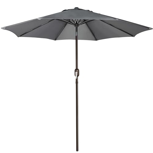 Blissun 9' Outdoor Patio Umbrella, Outdoor Table Umbrella, Yard Umbrella, Market Umbrella with 8 Sturdy Ribs, Push Button Tilt and Crank - color: Dark Grey