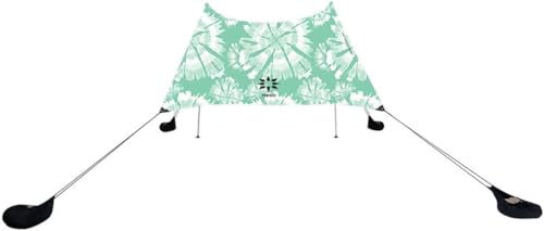 Neso Portable Beach Tent Sun Shelter - Lightweight Beach Shade Canopy - Easy Setup for Family Outings - Patented Reinforced Corners - UPF 50+ Sun Protection - color: Mint Tie Dye
