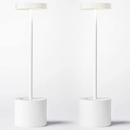 SAKRINGT 2 Pack Cordless Table Lamp Rechargeable,5000mAh Battery Operated Portable LED Table Light,Dimming Desk Lamp for Patio/Restaurant/Outdoor - color: 2Pack White