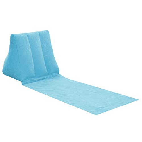 2X Inflatable Outdoor Sun Bath Beach Mat Pillows Flocking Beach Chairs with Backrest Inflatable Lounger for Portable Travel Camping - color: Skyblue