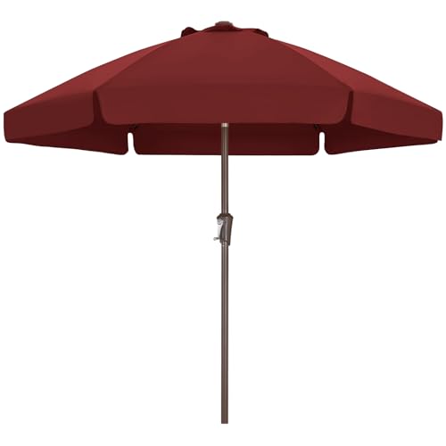 ABCCANOPY 7.5ft Scalloped Patio Umbrella, Outdoor Table Umbrella with Tilt and Crank, Fiberglass Ribs Deck Umbrella for Patio, Pool, Garden, Picnic (Burgundy) - color: Burgundy, size: 7.5FT