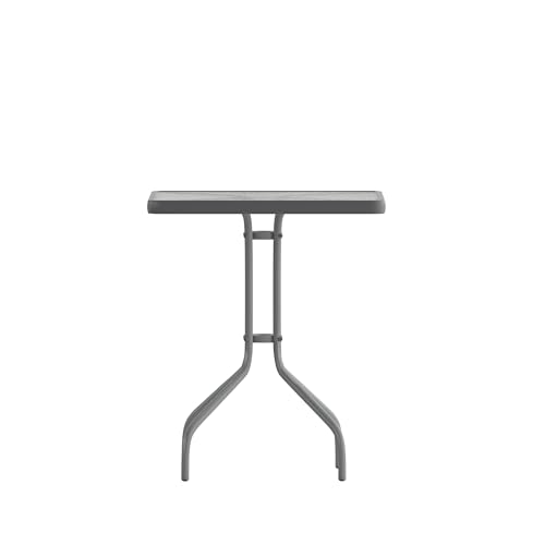 Flash Furniture Barker 23.5'' Square Tempered Glass Metal Table, Silver - color: Clear Top/Silver Frame, size: 23.5" Square