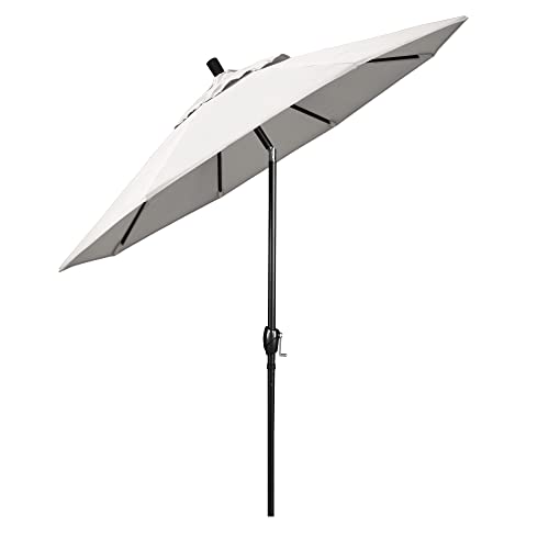 California Umbrella GSPT908302-5404 9' Round Aluminum Market, Crank Lift, Push Button Tilt, Black Pole, Sunbrella Natural - color: Natural