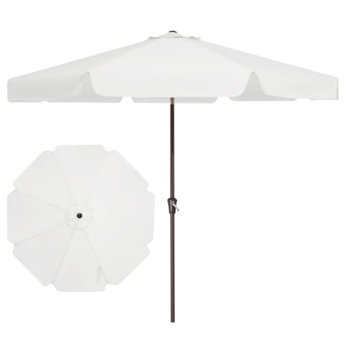 JEAREY 9 FT Patio Umbrella Outdoor, Table Umbrellas Market Umbrella w/Push Button Tilt/Crank, 8 Sturdy Ribs(Cream White) - color: Cream White