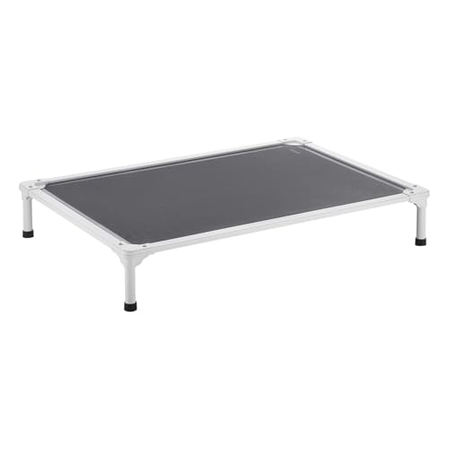 VEVOR Chew Proof Elevated Dog Bed, Portable Raised Dog Cot with Aluminum Tube Metal Frame and Breathable Textilene Mesh, Indoor & Outdoor Pet Cooling Raised Hammock Bed, L, Gray - size: L
