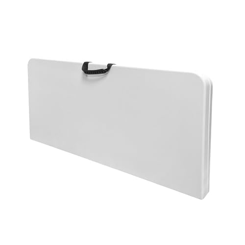 34” Square Folding Table, Small Folding Table with Easy-Carry Handle, White