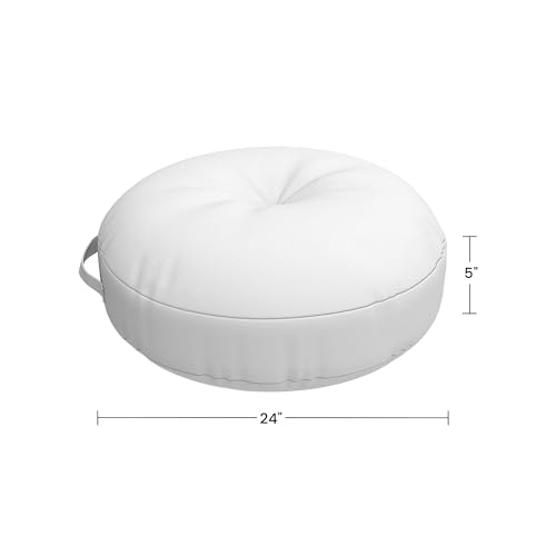 Covers & All Sunbrella Round Seat Cushion with Handle, Plush Outdoor Pillows and Chair Cushions for Home or Patio (24 x 5 Inch, Canvas Granite) - color: Canvas Granite, size: 24 x 5, style: Handle