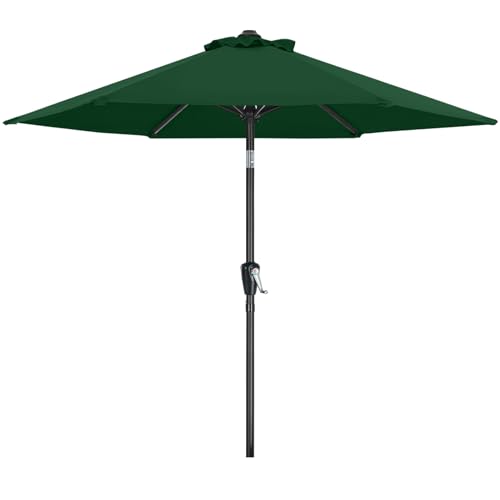 MASTERCANOPY 7.5FT Patio Umbrella with Push Button Tilt and Crank, Outdoor Market Umbrella with 6 Sturdy Ribs, UV Protection & Waterproof for Garden, Deck, Backyard, Pool (Forest Green) - color: forest green, size: 7.5ft