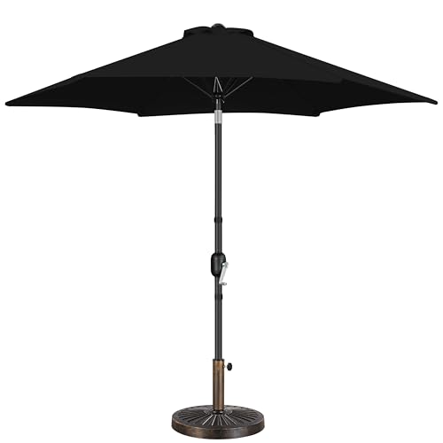 Yaheetech 9FT Patio Umbrella Outdoor with Heavy Duty Base Included,Table Umbrella with Push Button Tilt and Crank, UV Protection Waterproof for Yard/Outdoor/Wedding Parties and Events - Black - color: Black, size: 9FT