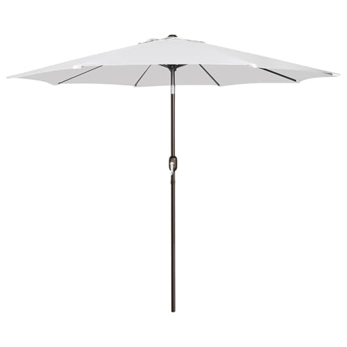 Blissun 9' Outdoor Patio Umbrella, Outdoor Table Umbrella, Yard Umbrella, Market Umbrella with 8 Sturdy Ribs, Push Button Tilt and Crank - color: Grayish White