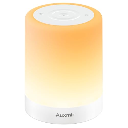 Auxmir Night Light for Kids Baby, Dimmable Touch Lamp for Nursery, 256 RGB Colors 5 Brightness, Portable Rechargeable Bedside Table Lamp for Nightstand, Kids Night Light for Bedroom Living Room, White - color: White